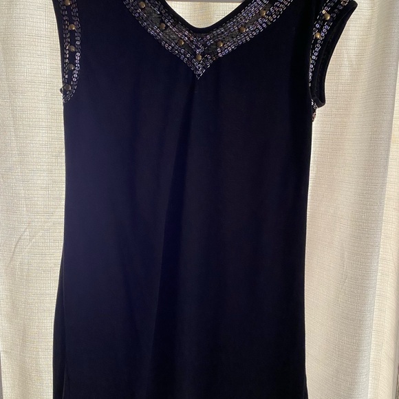 A.N.A black Shift Dresses sleeveless with sequins around the collar size large - Picture 5 of 5